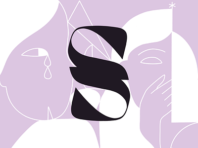 S - 36daysoftype 36daysoftype abstract graphic lettering lilac line logo pastel pink portrait shape typography woman