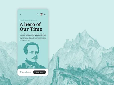Concept of UI for book reader mobile social app (detailed view) android app design app book classic clean design flat ios app design minimal mobile app mobile app design mobile ui reader app reading app typography ui