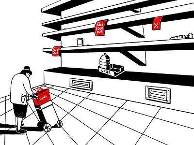 Think of the vulnerable black and white covid19 elderly illustration immunity lending a hand procreate protect shortages simple supermarket supplies virus vulnerable woman