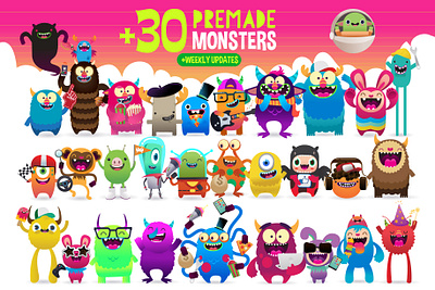 More Monsters! Creation Kit alien aliens creation creation kit cute freaky mascot monsters sticker