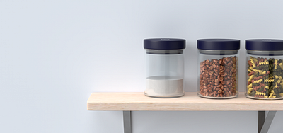 Nectar Pantry Shelf - 3D Render 3d glass jars render ui web wood