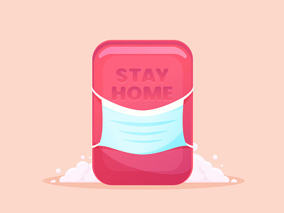 Stay home soap blue corona design flat design gradient illustration illustrator mask masks pink soap