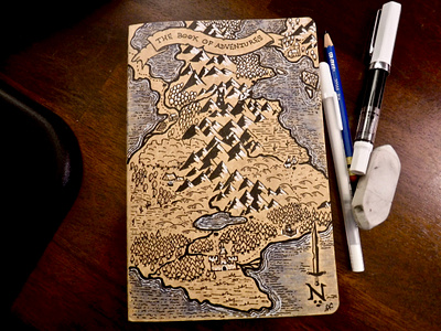 The Book of Adventures adventure cover art dm dnd drawing dungeons and dragons fantasy gm illustration ink journal lotr map tolkien