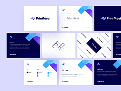 PrintMeet Logo Design blue branding check community design designer ersadwork flat icon illustration logo logo design logo design branding logotype p letter logo pixel print logo purple typography vector