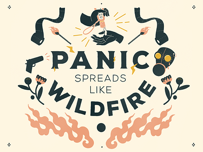 PANIC 2020 alcogel corona coronavirus fire hands illustration mask panic plant toilet paper toiletpaper wildfire