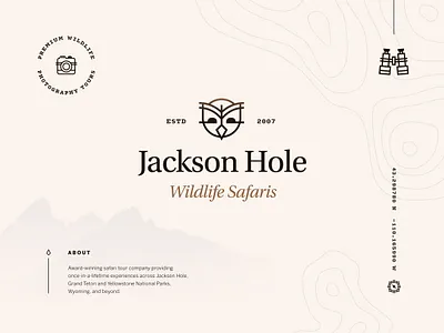 Jackson Hole Wildlife Safaris — 9 𝑜𝑓 9 grand teton graphic design iconography icons jackson hole moodboard mountain natural outdoor rustic safari topographic map tourism tours travel typography ui web design website wildlife