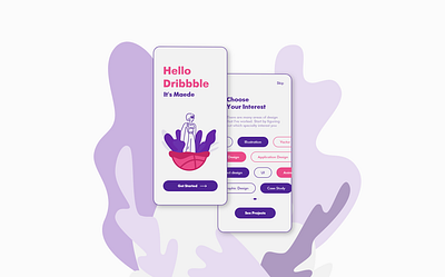 Hello Dribbble app branding design flat illustration minimal ui ux vector