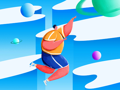 Cliff jumping illustration