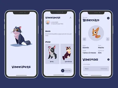 VacciPets: A Carteirinha de Vacinação Virtual animation app app design apple apple design branding design ios mobile pets ui ux vaccine
