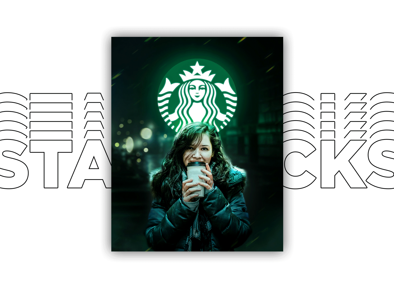 Starbucks Coffee - Photoshop animation ceative coffee coloretone edit glow graphic design interface manipulation photo photography photoshop photoshop art presentation process starbucks typography unsplash video
