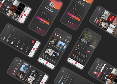 Instagram Redesign - Dark Mode app ui app ui kit app ui ux instagram redesign social media app ui ui ux design ui ux designer