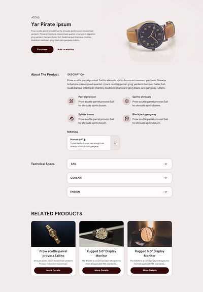 Product Details Page design ui website