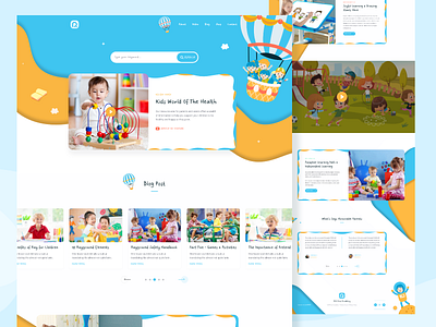 Kids Playground Website Design creative illustration kids kids academy kids school kids study kidsplayground landing page minimal playground redesign ui design ux design web template