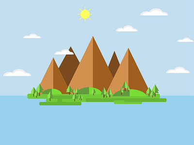 Flat Design Illustrator - Nature Island adobe illustrator design drawing graphic design illustration island nature