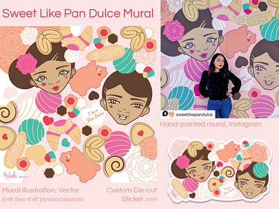 Sweet Like Pan Dulce Market Mural branding custom illustration digital illustration houston houtx illustration katsola kawaii mural vector vector art