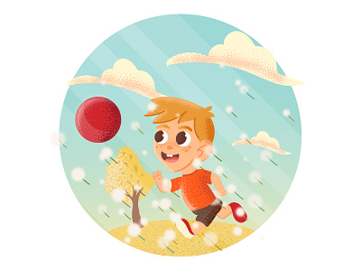 Outside ball dandelion illustration kid outdoors outside vector