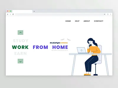 Work From Home #corona 2020 ui trends branding corona coronavirus design earn from home illustration indiafightcorona landing page rkhd stay in home study from home website website design work from home worldfightcorona
