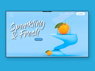 Orange Boom - Landing Page abstract blue flat geometry gradient illustration landing design landing page minimal orange oranges shape sodajuice typography ui uiux web webpage webpagedesign website