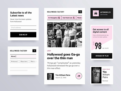 Vintage News App animation app black and white mobile mobile app news old retro ui ui kit vintage vintage font visual design