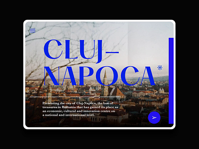 Web concept - Exploring the history of Cluj animation blue city cluj concept design editorial horizontal scroll minimal presentation principle typography ui ux web website