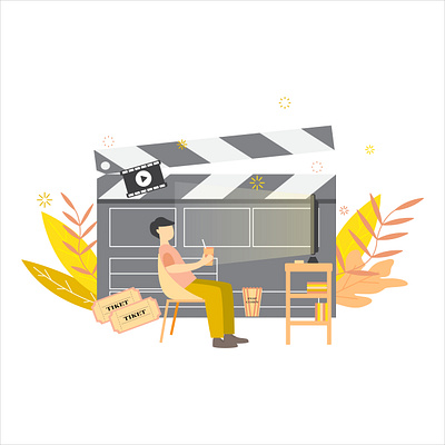 Movie Time animation colourfull cute design flat flatdesign flatillustration icon illustration illustrator line movie simple style ui ux vector wallpaper web webdesign