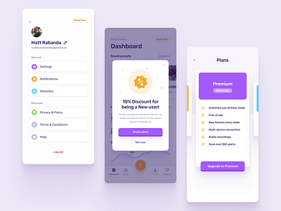 Word Generation App 2 app button cards chart clean colors dashboad design ios mobile navigation notification orange panels pricing profile purple settings ui ux