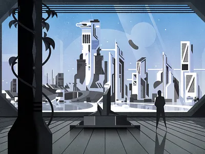Futurist lobby architecture city cityscape design illustration illustrator minimalist skyline texture vector