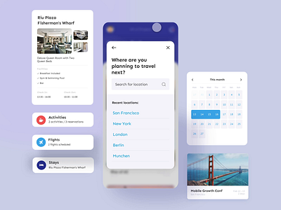 UI Design and Animation for Mobile App adobe xd animation app calendar ui design modern product design travel app ui user interface ux