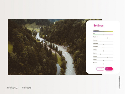 Daily UI #007 - Settings (Rebound) 007 aveiro dailyui dailyui 007 dailyuichallenge elvas freelancer graphic designer grid image editing images nature rebound rebounds settings settings icon settings page settings ui ui designer ui ux