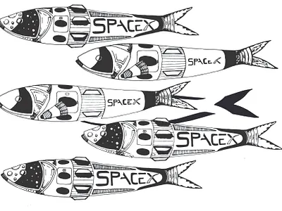 SPAIXE adobe illustrator design fish illustration rocket space space x spaceman spaceship tesla vector