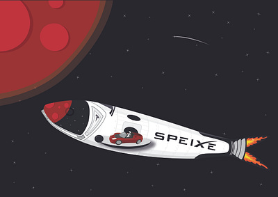 SPEIXE adobe illustrator design fish having fun illustration rocket space space x spacedchallenge spaceman spacex tesla vector