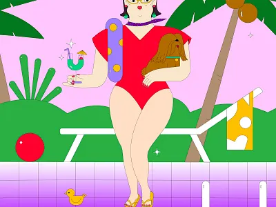 Summer time art direction beach design dog doodle drawing drinks fashion illustration mood new york pet pool summer sunshine swimming