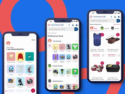 Custom Preferences in shopping baby e comerce experience feeds interaction multiple feeds online shopping shopping ui