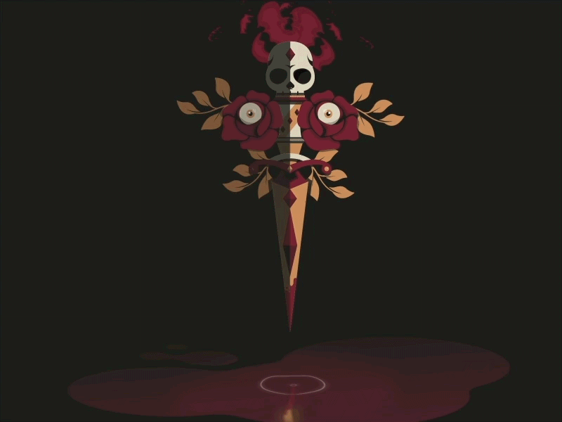 the beginning 2d animation art artwork blood death design digitalart drope eyes illustration illustrator liquid plants rose sketch skull snake vector vectorart