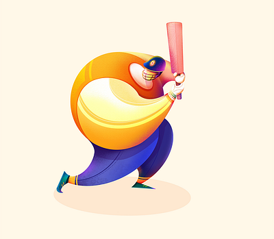 IMG 1959 batsmen cricket illustration 兔子狐狸