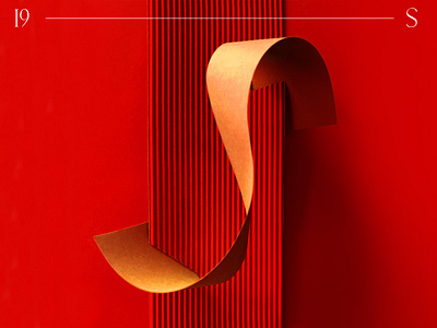 S | 36 days of type 36 days of type 36daysoftype 3d branding design gold goodtype graphic design handlettered handmadefont illustration paper paper art papercut red ribbon royal stripes typo typography