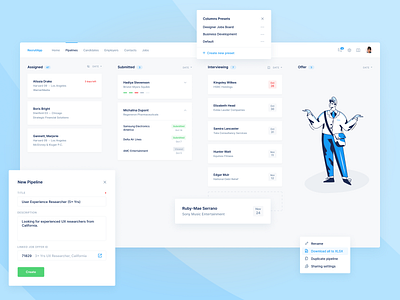 Hiring CRM Platform — Kanban Board agile boards card collaboration crm dashboard deals flow hiring hr job kanban marketing process saas task teams