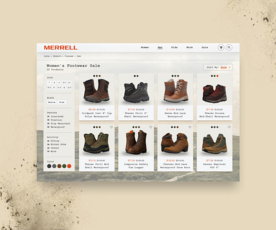 Merrell Shoe Concept: Shop boots buy checkout shoes ui uxui website website design