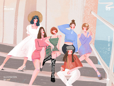 Fellow art character drawing fellow fellowship friends girl graphic illustration sister vintage