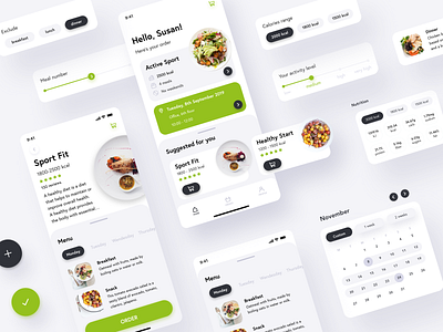 Fitapp - Catering App clean food food and beverage food and drink food app green ios ui ui design ui kit ui kit ios uidesign uiux