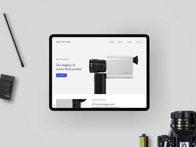 Mutecam 3d branding camera design film identity logo product typography ui ux web