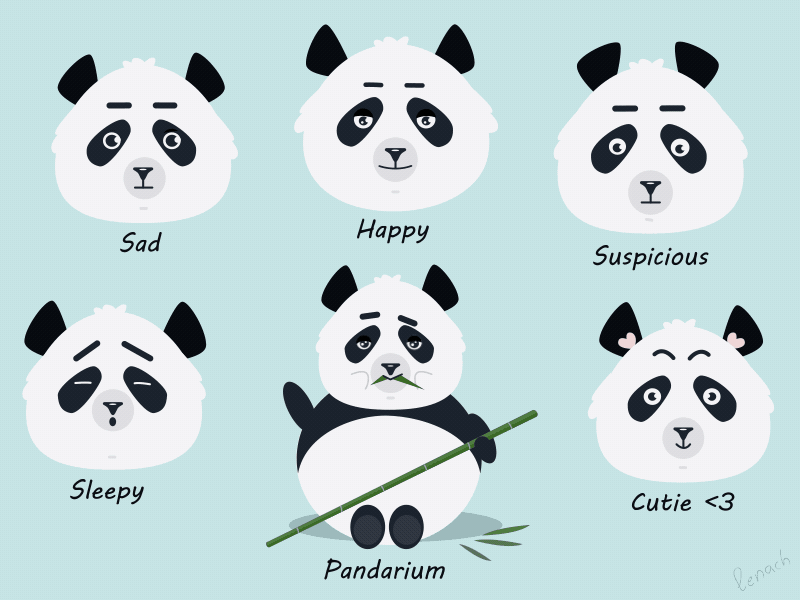 Panda character animation animal animation animation 2d animation after effects animations cartoon character china colorful cutie emotions face animation happy illustration panda panda bear sad sleepy suspicious vector