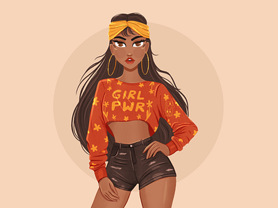 Girl Power digitalart dribbble dribbbleshot flowers girlportrait girlpower illustration mexicangirl womanpower