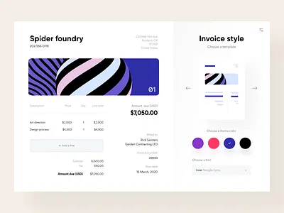 Invoice builder app design application banking builder categories design system finance fintech interface invoice product design site template transfer user interface web web design web site website