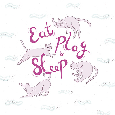 EatPlaySleep cats design illustration lettering poster design