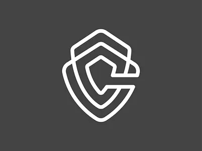 c + shield 2d brand c cyber design flat icon letterform line logo logo design logotype mark negative space secure security shield symbol typography vector