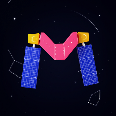 M satellite 2d 36 days of type 36days 3d cinema4d illustration m octane satellite space type typography