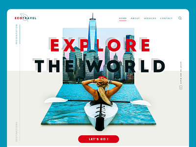 EcoTravel Agency 🌍 application building canoe kayak city clean concept design ecology graphic design homepage interface landing page minimal presentation travel typography ui ux web webdesign website