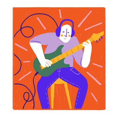 daily practice cartoon doodle guitar illustration music play playing practice