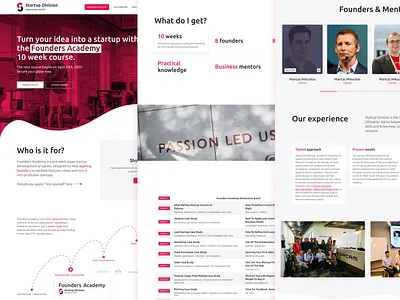 Startup Division — Founders Academy client work course landing landing page mentoring startup ui venture web website